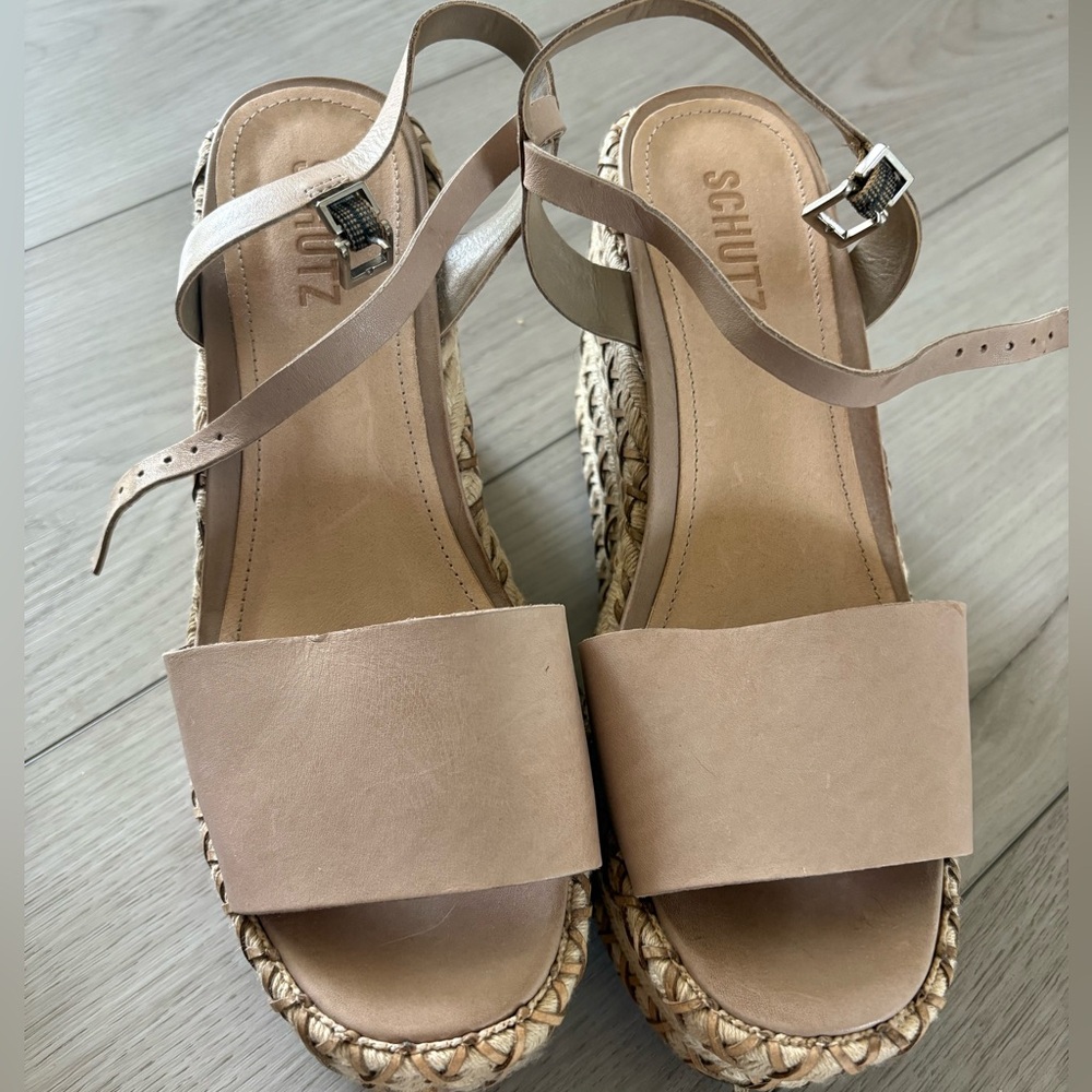 SCHUTZ Beige Espadrille Wedges